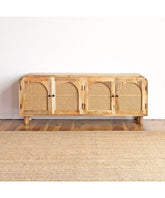 The Gileteen Handmade Solid Mango Wood Rattan Media TV Unit